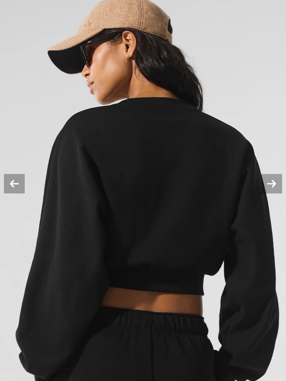ALO Yoga Black Cropped Crew Sweatshirt - Picture 4 of 5